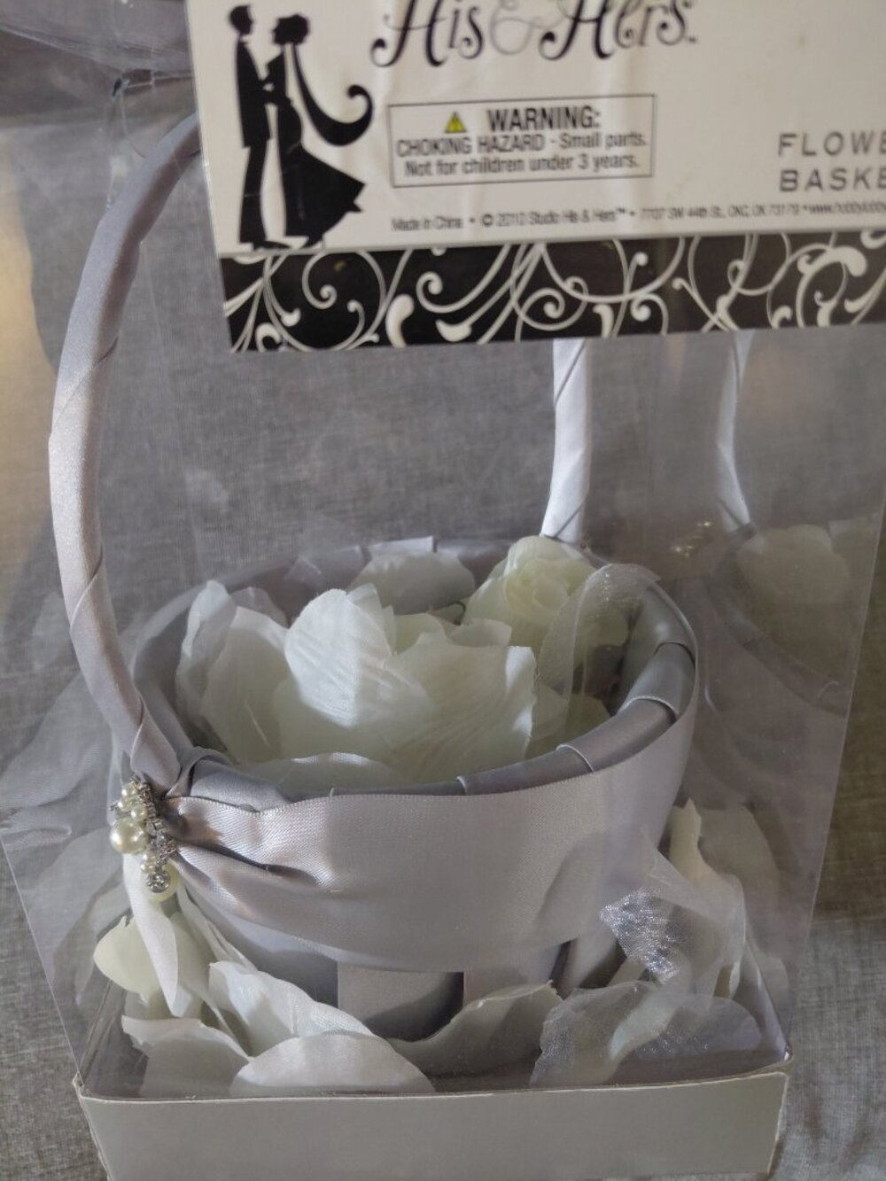 Wedding Flower Girl basket with flower petals